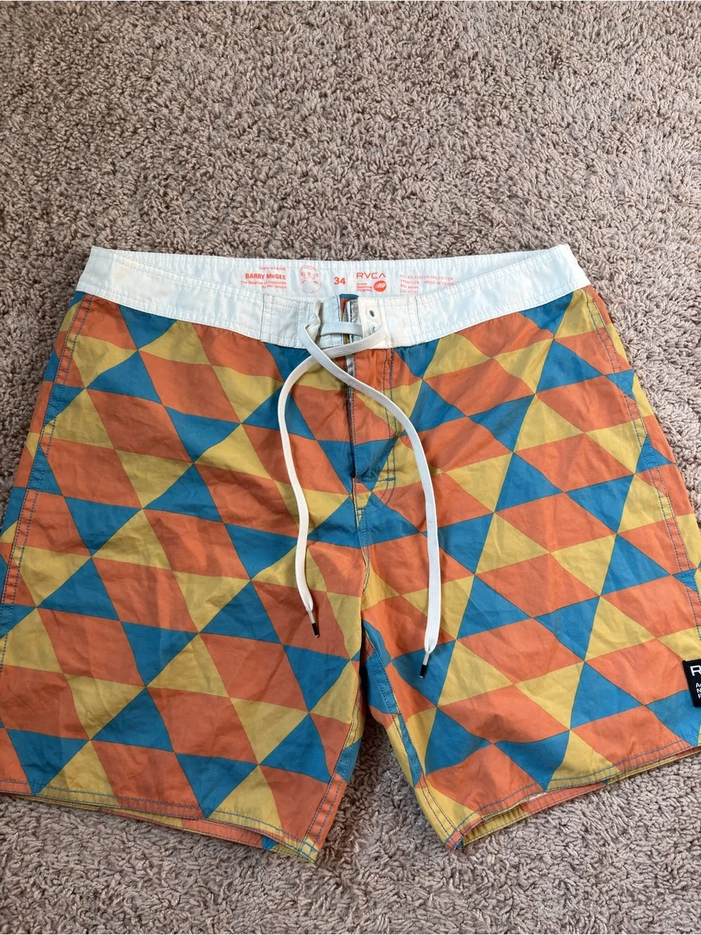 RVCA Orange Blue Yellow Geometric Board Shorts
